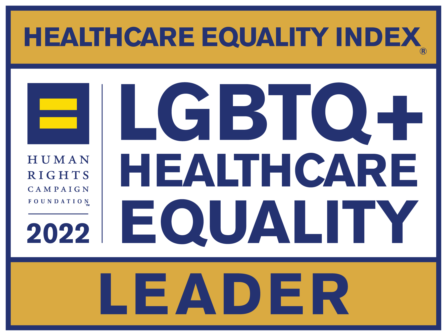 2022 HEI Leader Badge - A badge signifying FHCN is a leader in Healthcare Equality Index for 2022